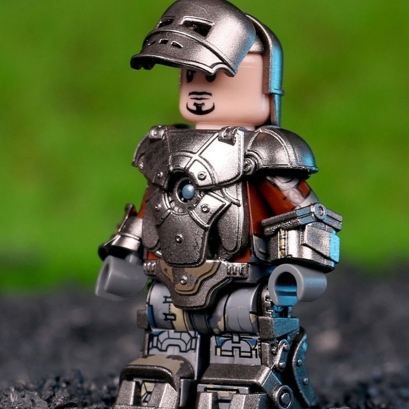 Iron man Custom Lego silver fire reversible face minifigure buildingblock toy - Picture 3 of 4